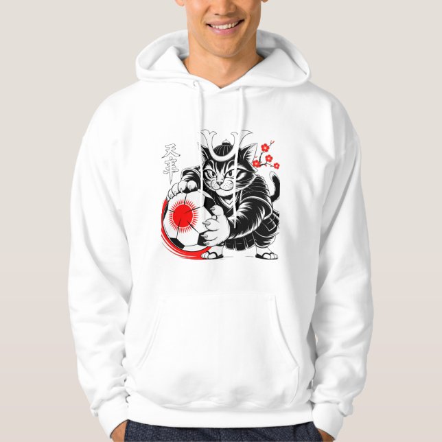 Moletom Bold Samurai Cat Soccer - Stylish Kawaii Fan Gear! (Frente)