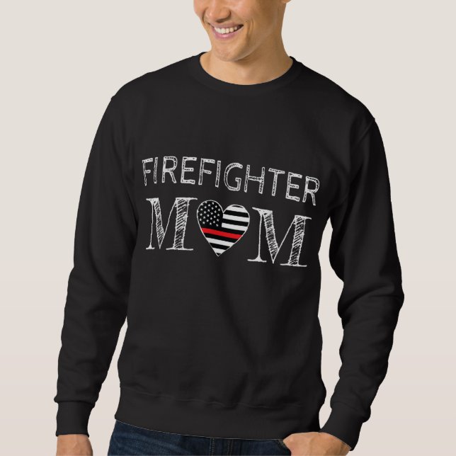 Moletom Bombeiro Mãe Mãe Suporta a Linha Vermelha fina F (Frente)