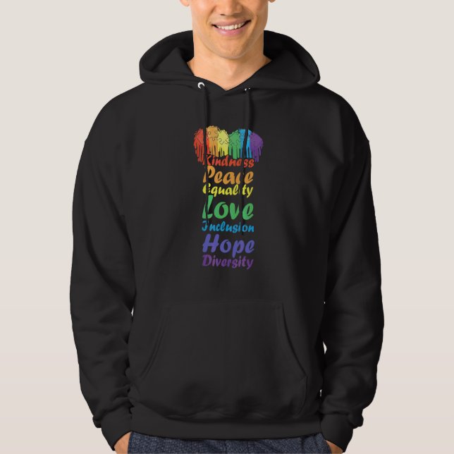 Moletom Bondade Paz Esperança Amor Fofo Diversidade Arco-í (Frente)