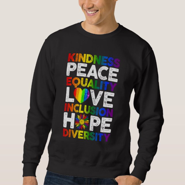 Moletom Bondade Paz Igualdade Amor Direitos Lésbicos Gay (Frente)