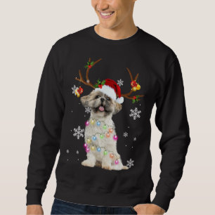 Moletom Bonita Shh Tzu Christmas Reindeers Luzes de Natal