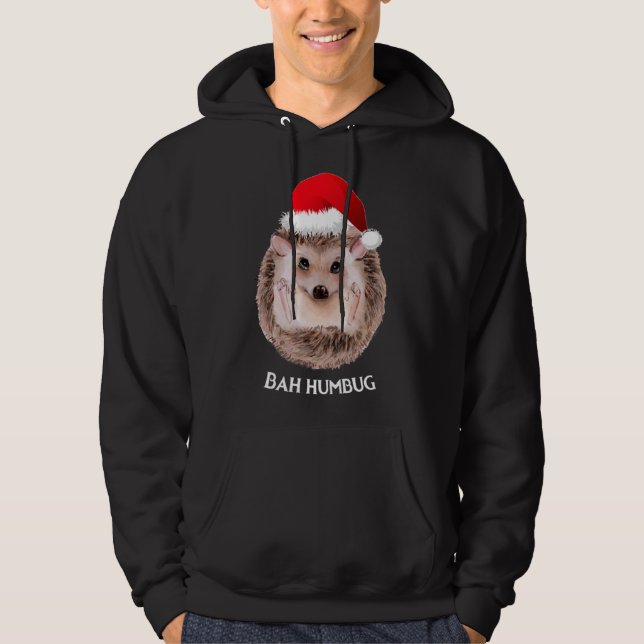 Moletom Bonito Hedgehog Natal Santa Hat Bah Humbug (Frente)