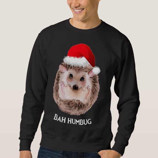 Moletom Bonito Hedgehog Natal Santa Hat Bah Humbug (Frente)