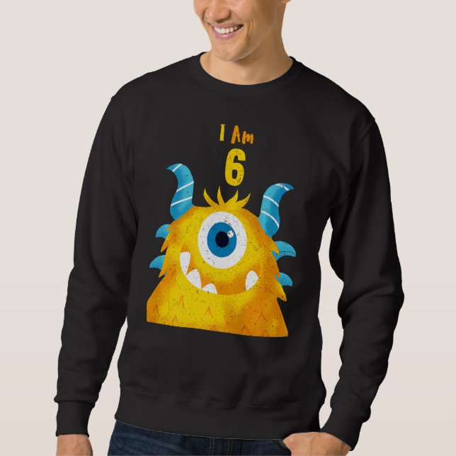 Moletom Bonito Monstro de Aniversário Eu Sou 6 Aniversário (Frente)