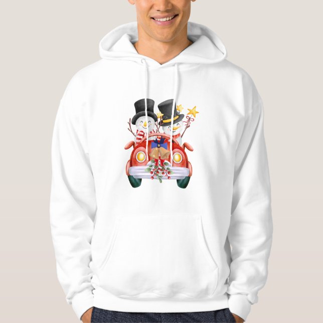 Moletom ☃️ Bonitos Bonecos de Neve Dirigindo um Carro de N (Frente)
