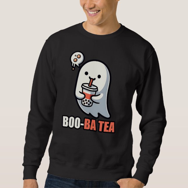 Moletom Boo-Ba Tea Ghost – Playful Halloween Boba Lover De (Frente)