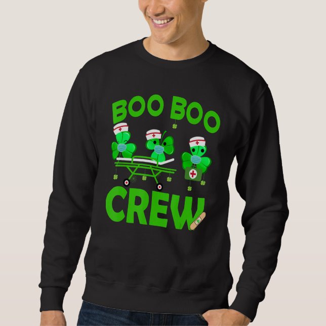 Moletom Boo Boo Crew Nurss Rua Patrick S Day Shamrock (Frente)