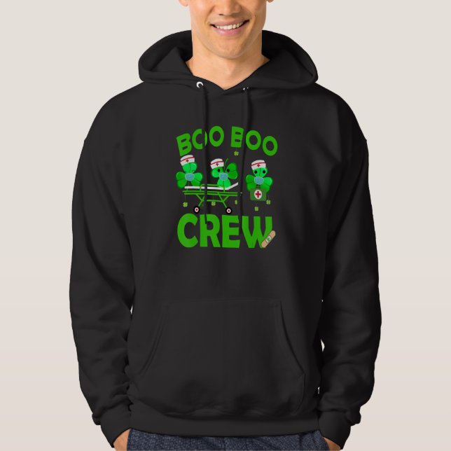 Moletom Boo Boo Crew Nurss Rua Patrick S Day Shamrock (Frente)
