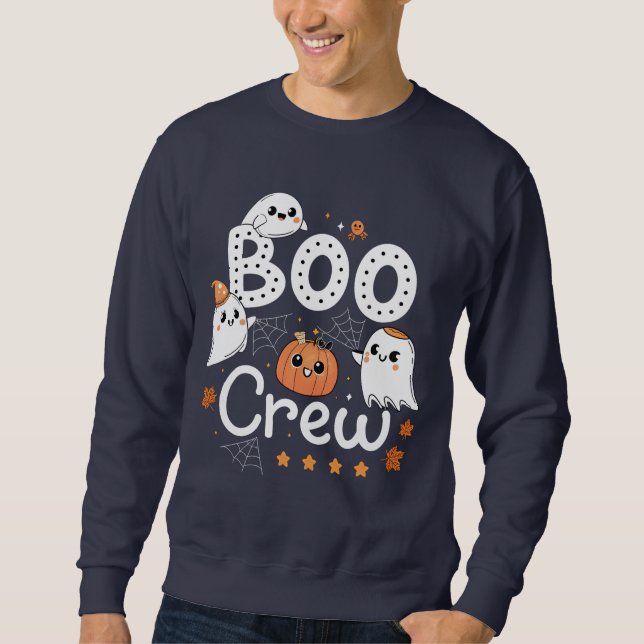 Moletom Boo Crew Cute Halloween Fantasmas e Abóbora (Frente)