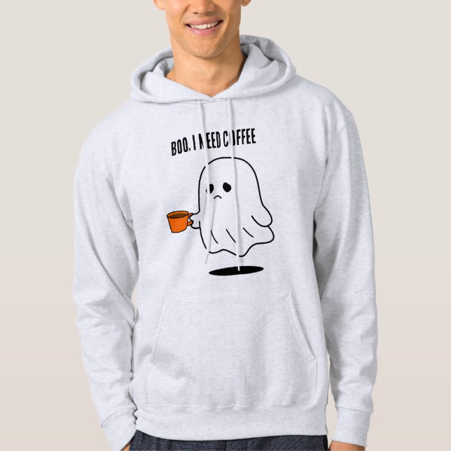 Moletom Boo Eu Preciso Café Funny Ghost Graphic Hoodie (Frente)