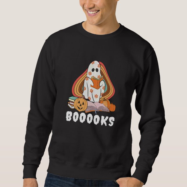 Moletom Booooks Ghost Boo Read Books Library Teacher Hallo (Frente)