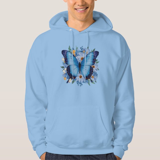 Moletom Borboleta Azul Graciosa em Floral (Frente)