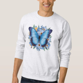 Moletom Borboleta Azul Graciosa em Floral