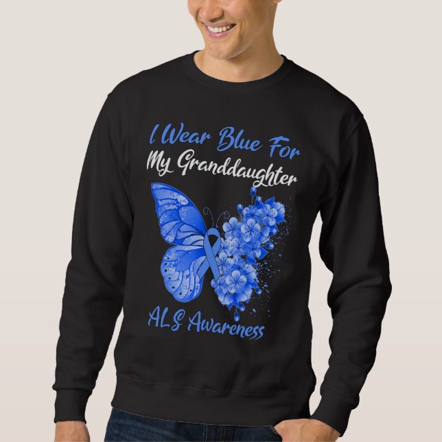Moletom Borboleta Eu Visto Azul Para Minha Neta Als Awa (Frente)