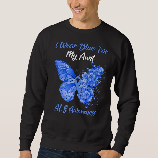 Moletom Borboleta Eu Visto Azul Para Minha Tia Als Consciê (Frente)