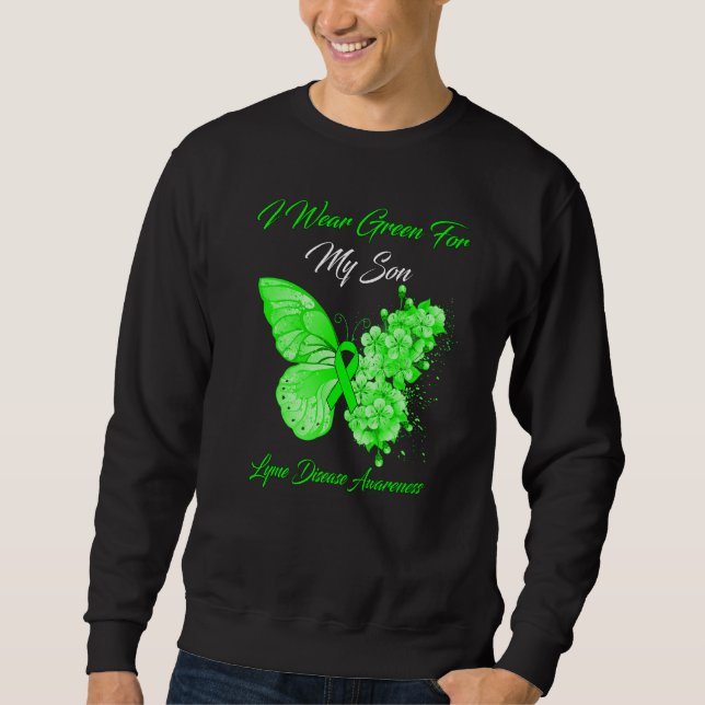 Moletom Borboleta Eu Visto Verde Para Minha Doença De Lyme (Frente)