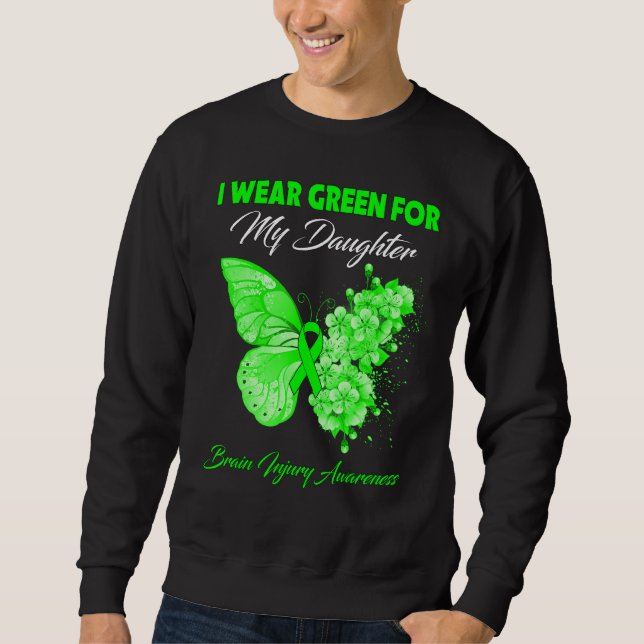 Moletom Borboleta Eu Visto Verde Para Minha Lesão Cerebral (Frente)