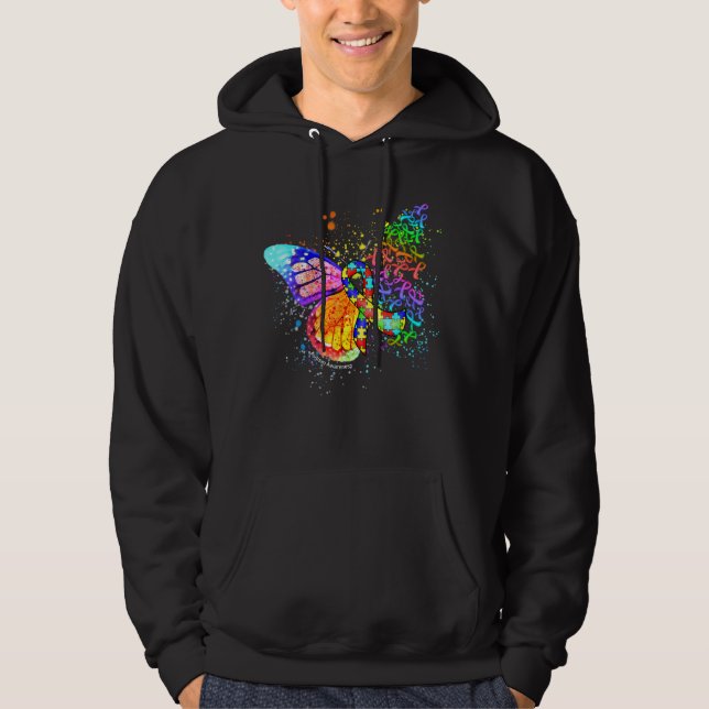 Moletom Borboleta quebra-cabeça de Sensibilização do Autis (Frente)
