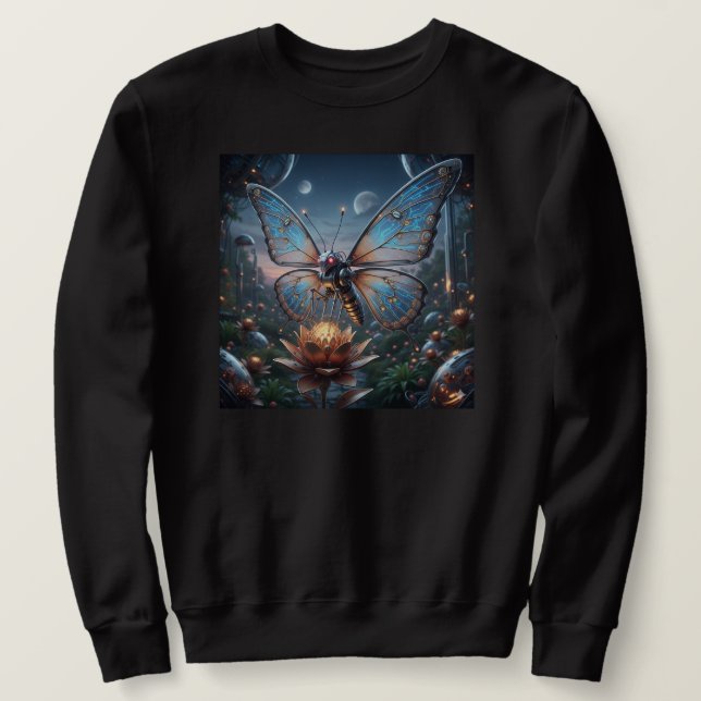 Moletom Borboleta Robótica Intrincada em Lotus Steampunk (Frente do Design)
