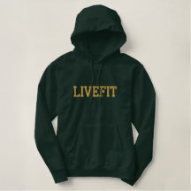 Hoodie bordado do pulôver do "LIVEFIT" dos homens