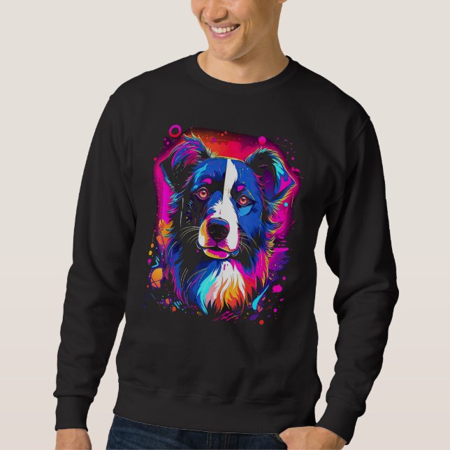 Moletom Border Collie Dog Australian Shepherd 80s Retrowav (Frente)