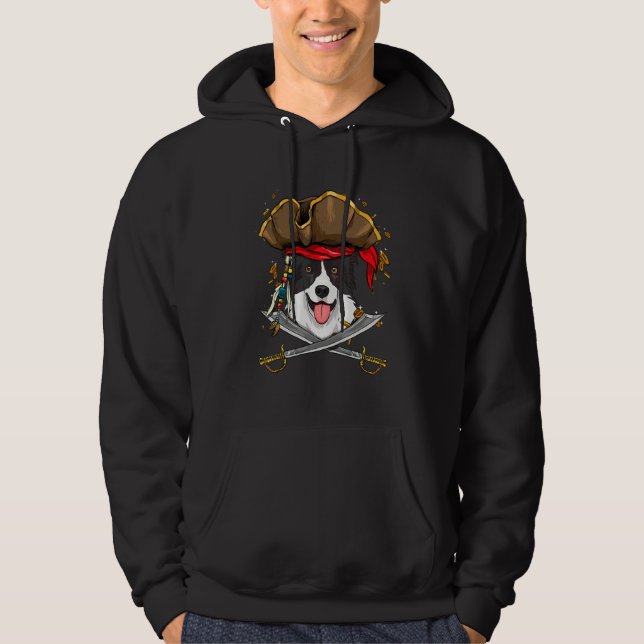 Moletom Border Collie Pirata Crianças Cachorro Pirata Abób (Frente)