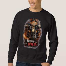 Moletom Born to Be Wild – Biker Cat Graphic Sweatshirt