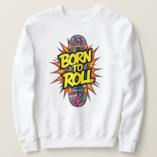 Moletom "Born to Roll" Explosão de Quadrinhos de Skateboar