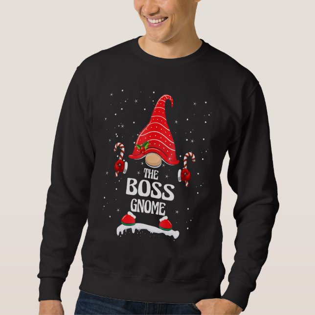 Moletom Boss Gnome Buffalo Xadrez Combinando Família Natal (Frente)