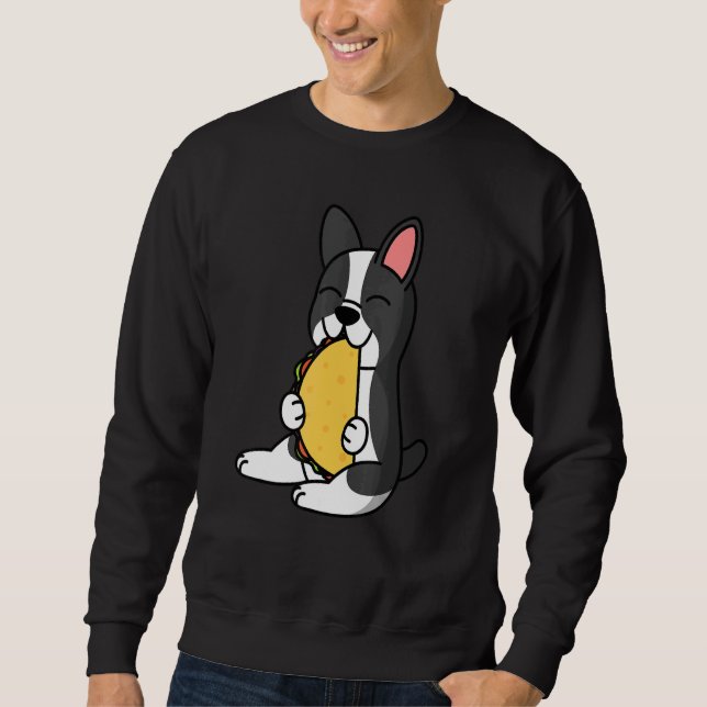 Moletom Boston Terrier Comendo Um Cachorro De Taco (Frente)