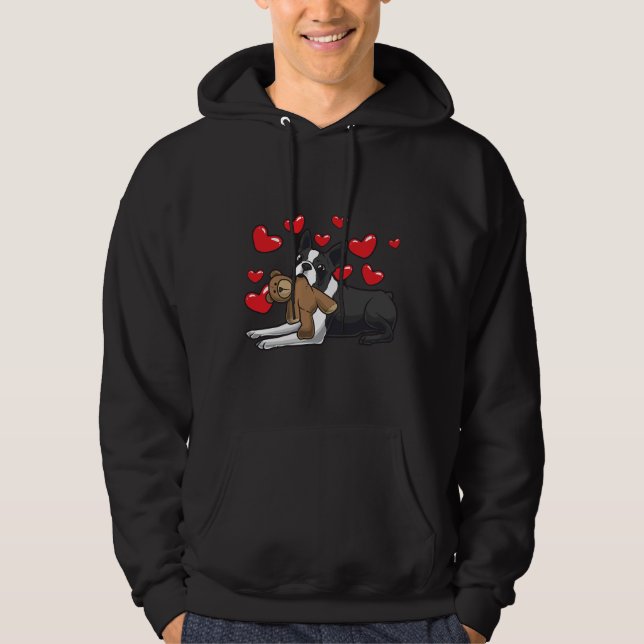 Moletom Boston Terrier Dog Com Animais E Corações Enchidos (Frente)