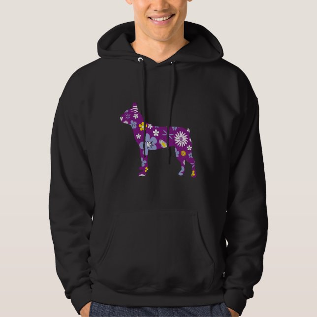 Moletom Boston Terrier Dog Flowers Prendem Ideias Engraçad (Frente)