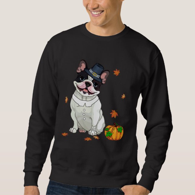 Moletom Boston Terrier Thanksgiving Costume Pilgrim Turkey (Frente)