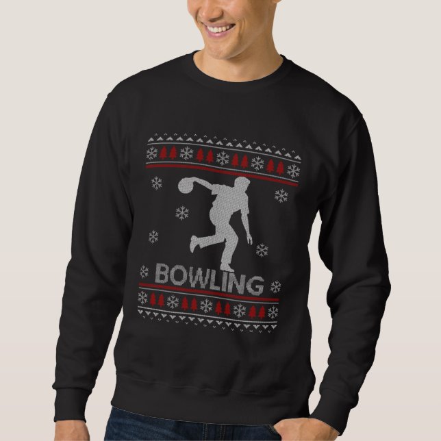 Moletom Bowling Christmas Ugly Sweater Xmas  For Men Boys (Frente)