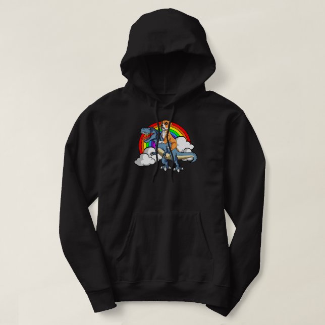 Moletom Boxer Dog Riding Dinosaur Trex German Deutscher Fu (Frente do Design)