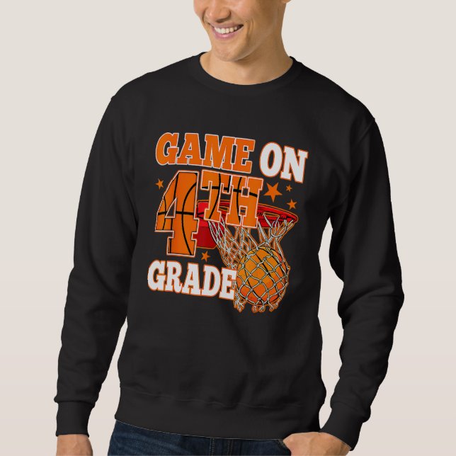Moletom Boys Game On 4th Grade Basketball Back To School T (Frente)