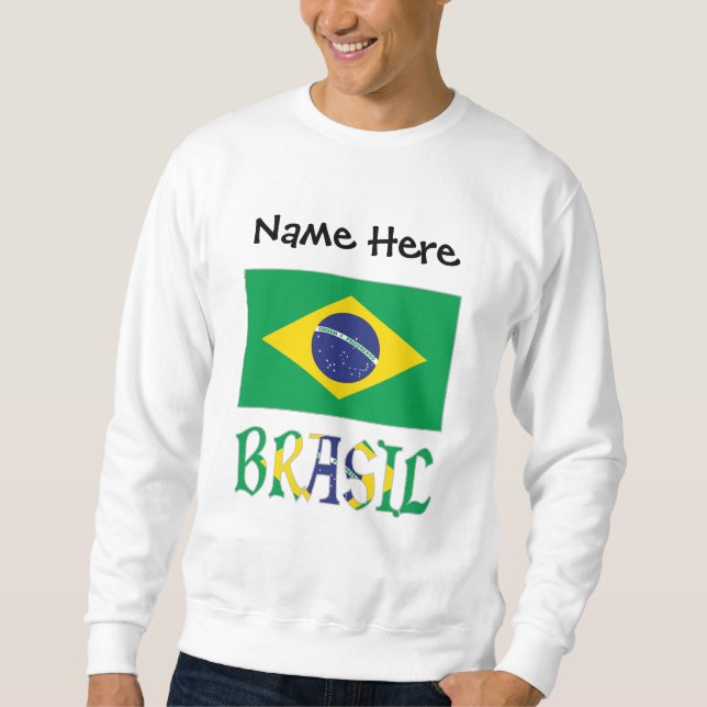 Moletom Brasil Bandeira Brasil Nome Personalizado (Frente)