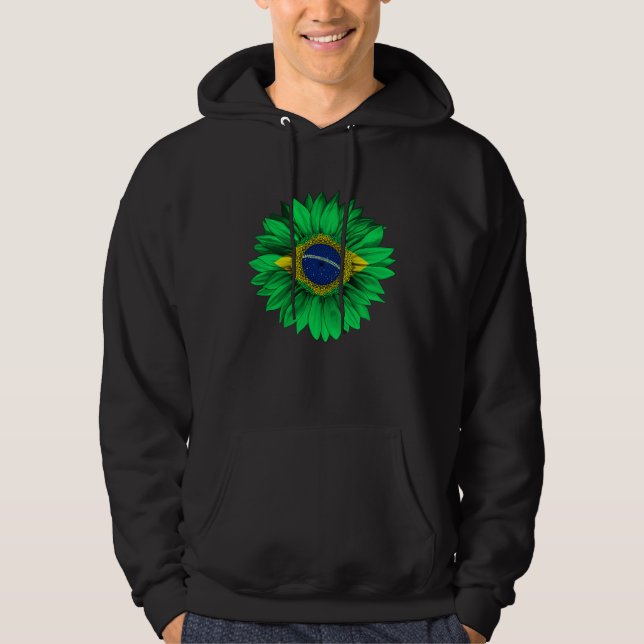 Moletom Brazil Flag Sunflower Brazilian Roots Proud Patrio (Frente)