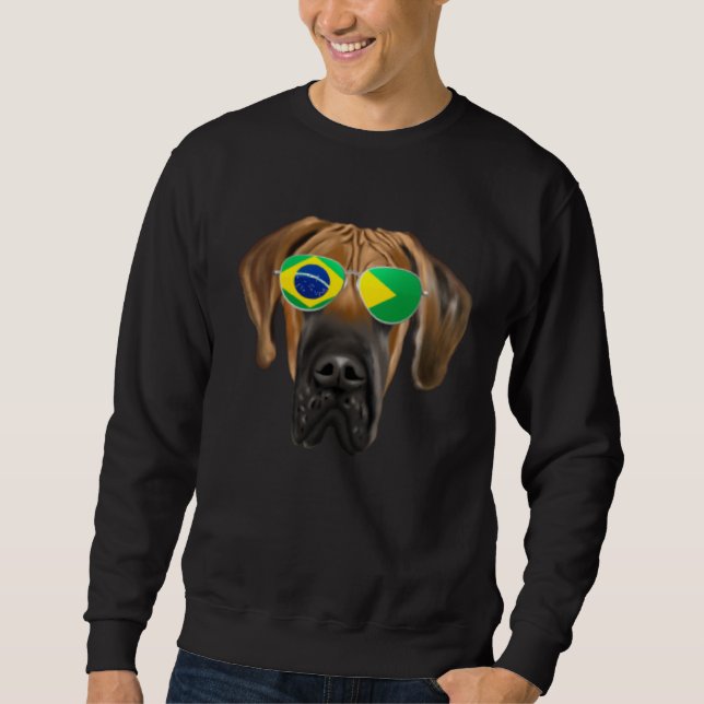 Moletom Brazilian Flag Brown Great Dane Dog Brazil Pocket (Frente)