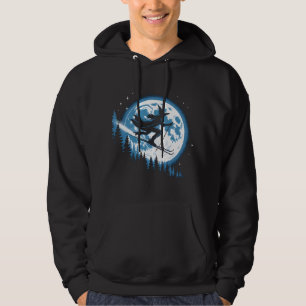 Moletom Bruxa de Halloween em Skis Moonlit