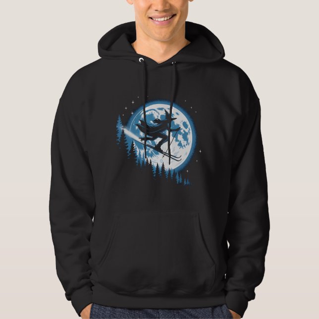 Moletom Bruxa de Halloween em Skis Moonlit (Frente)