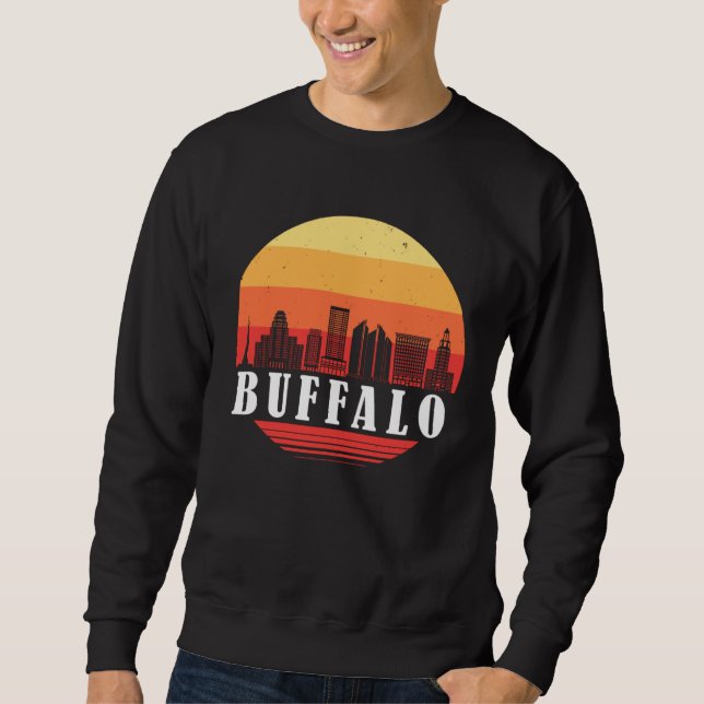 Moletom Buffalo Skyline Sunset in Retro Vintage Style (Frente)
