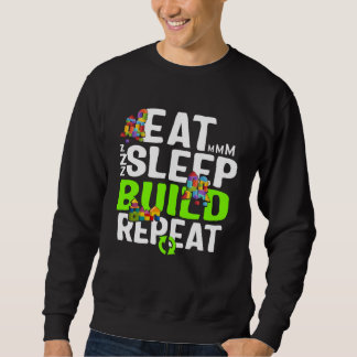 Moletom Building Blocks Eat Sleep Build Repeat For Boys Ki