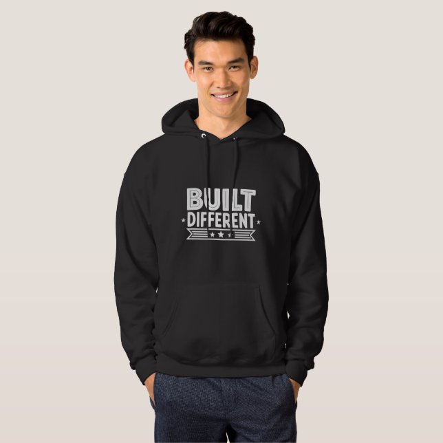 Moletom Built Different Hoodie – Motivational Streetwear (Frente Completa)