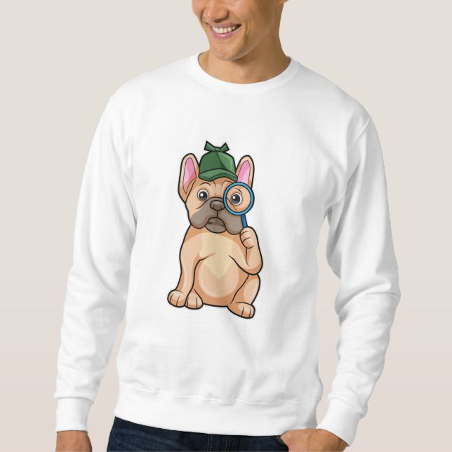 Moletom Buldogue francês como Detetive com Lâmpada (Frente)
