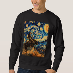 Moletom Bull Rider Bull Andando Cowboy Starry Night Painti