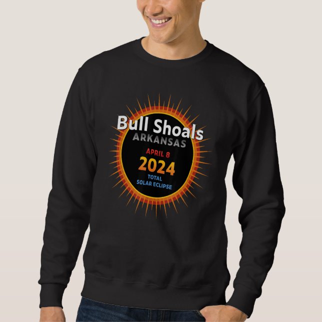 Moletom Bull Shoals Arkansas AR Total Solar Eclipse 2024 (Frente)
