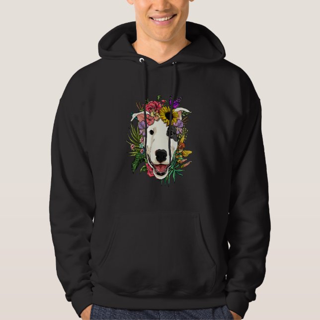 Moletom Bull Terrier Floral Botânico Planta Flor Bully Cão (Frente)