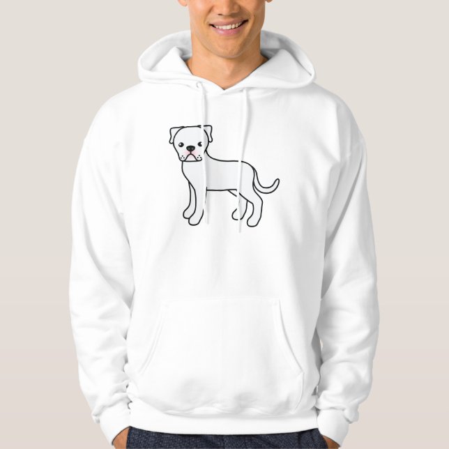 Moletom Bulldogue Americano Branco Cachorro de Desenho Ani (Frente)