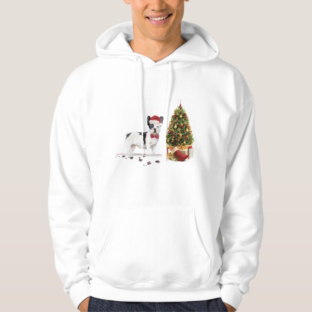 Moletom Bulldogue Francês Preto e Branco de Natal  (Frente)